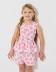 Mac & Ellie Amelie Strawberries Peplum Bow Top, Vanilla product photo