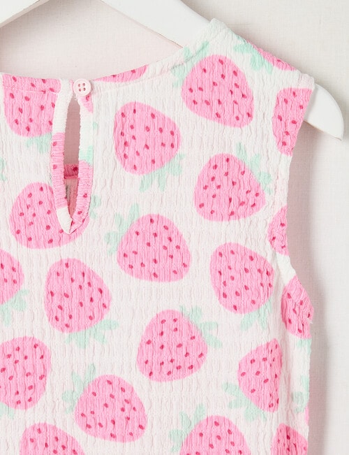 Mac & Ellie Amelie Strawberries Peplum Bow Top, Vanilla product photo View 02 L