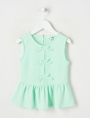 Mac & Ellie Amelie Peplum Bow Top, Mint product photo