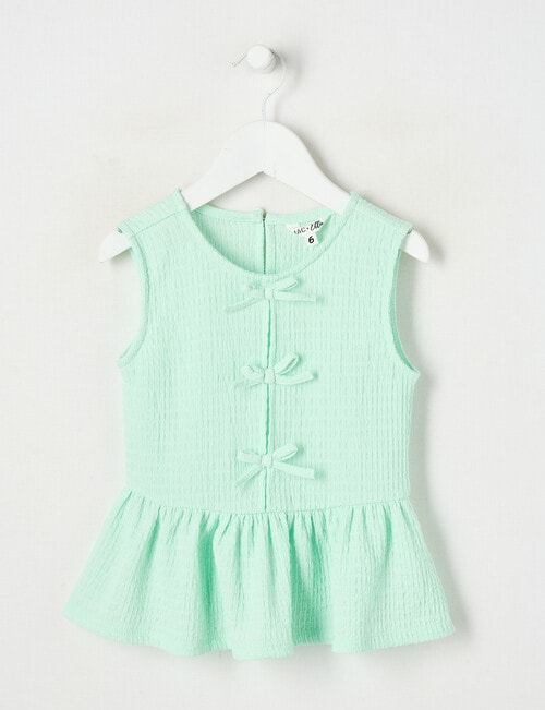 Mac & Ellie Amelie Peplum Bow Top, Mint product photo