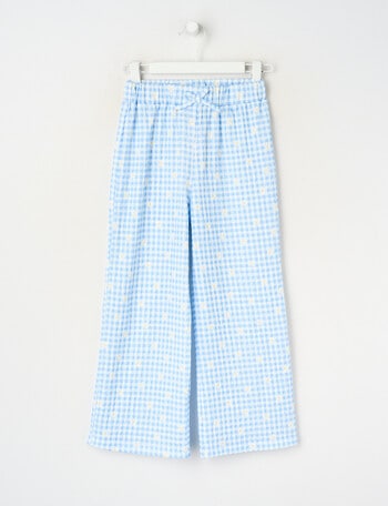 Mac & Ellie Gingham Daisy Amelie Wide Leg Pant, Cornflower product photo