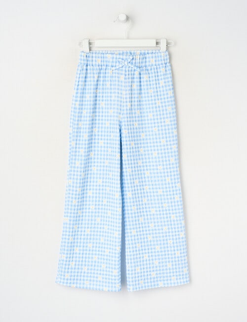 Mac & Ellie Gingham Daisy Amelie Wide Leg Pant, Cornflower product photo