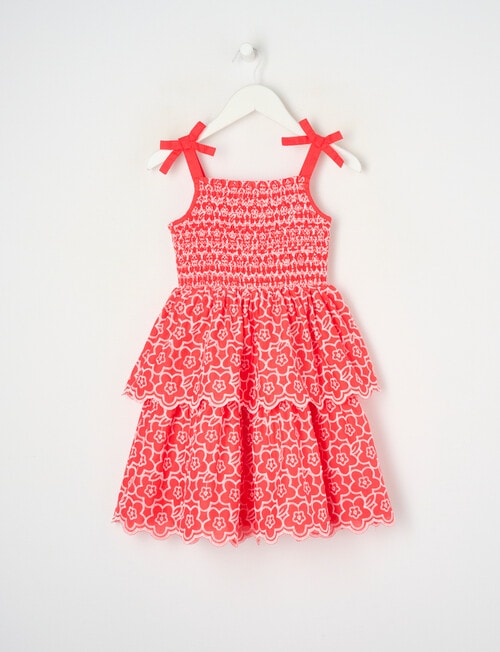 Mac & Ellie Tiered Broderie Dress, Red & White product photo View 05 L