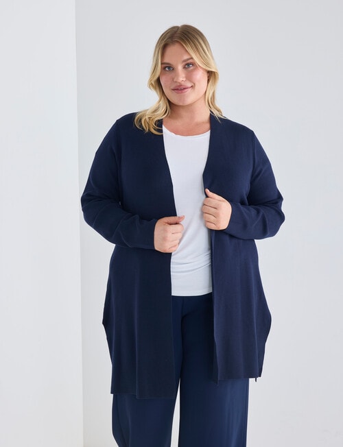 Studio Curve Mid Length Cardigan, Bright Navy product photo View 04 L