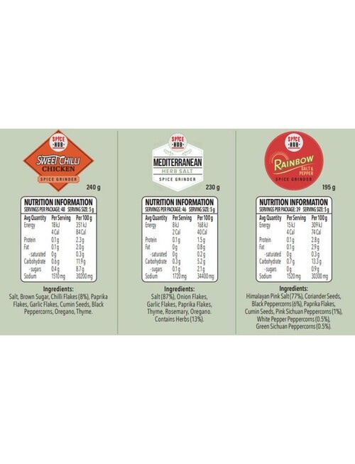Spice Hub Seasoning & Salt Grinders, 3-Pack product photo View 02 L