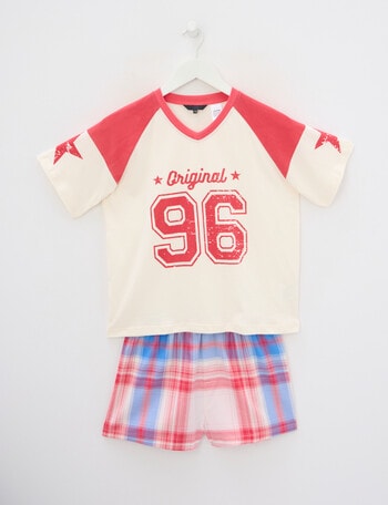 Sleep Squad Original 96 Knit Woven PJ Set, Tomato Red, 8-16 product photo