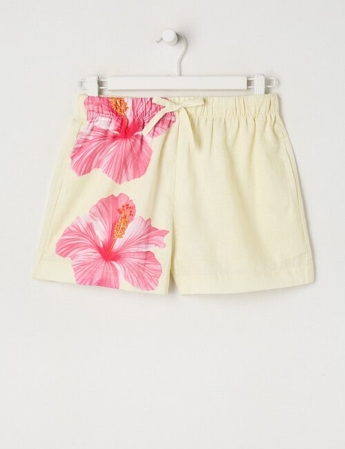 Switch Isla Hibiscus Linen Blend Short, Pale Lemon product photo