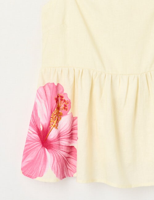 Switch Isla Linen Blend Hibiscus Peplum Tank Top, Pale Lemon product photo View 03 L