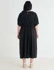 Studio Curve Linen Blend Centre Front Pleat Dress, Black product photo View 02 S