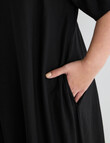 Studio Curve Linen Blend Centre Front Pleat Dress, Black product photo View 04 S