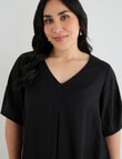 Studio Curve Linen Blend Centre Front Pleat Dress, Black product photo View 05 S