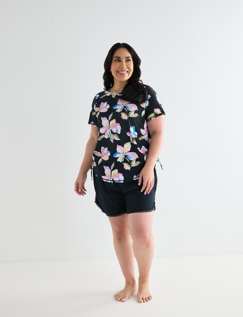 Zest Resort Curve Ruched Side Swim Tee, Bold Floral product photo View 03 L