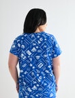 Zest Resort Curve Ruched Side Swim Tee, Radiant Nautical Print product photo View 02 S