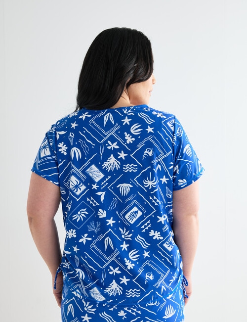 Zest Resort Curve Ruched Side Swim Tee, Radiant Nautical Print product photo View 02 L