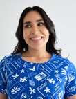Zest Resort Curve Ruched Side Swim Tee, Radiant Nautical Print product photo View 03 S