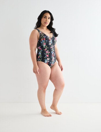 Zest Resort Curve V-Neck Swimsuit, Garland Print product photo