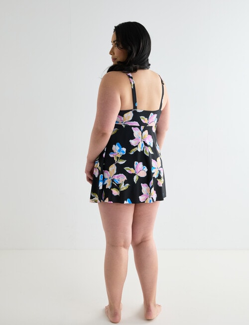 Zest Resort Curve Bold Floral Swim Dress, Black product photo View 02 L