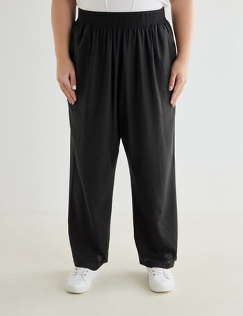 Studio Curve Linen Viscose Full Length Straight Leg Pant, Black product photo