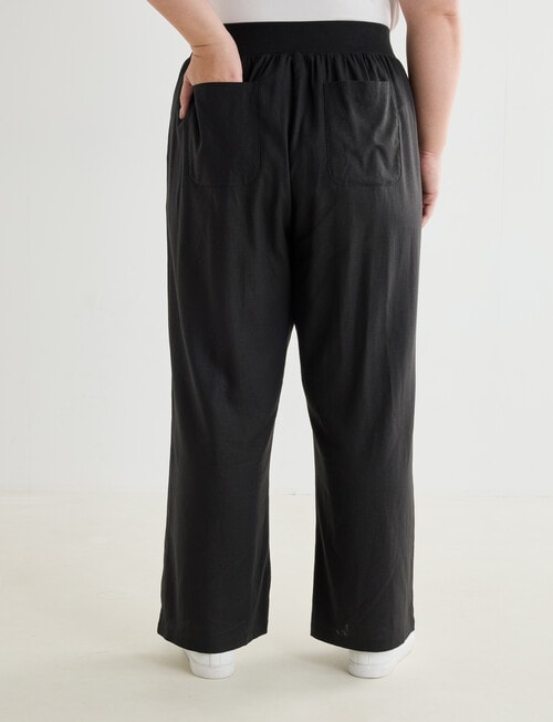 Studio Curve Linen Viscose Full Length Straight Leg Pant, Black product photo View 02 L