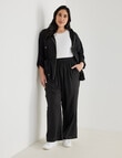 Studio Curve Linen Viscose Full Length Straight Leg Pant, Black product photo View 03 S