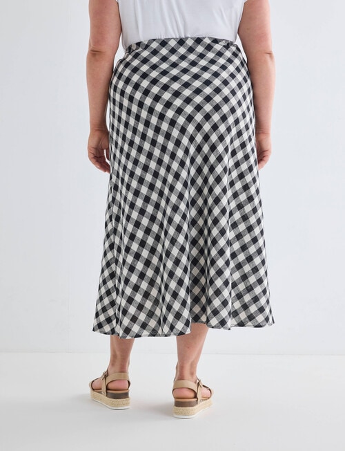 Studio Curve Linen Bias Cut Skirt, Black & White Gingham product photo View 02 L