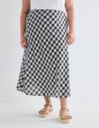 Studio Curve Linen Bias Cut Skirt, Black & White Gingham product photo View 03 S