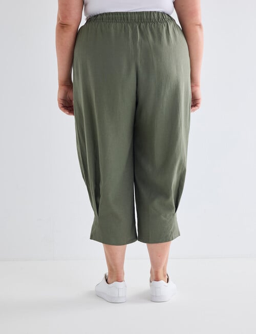 Studio Curve Linen Viscose Pleat Hem Crop Pant, Foliage product photo View 02 L