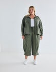 Studio Curve Linen Viscose Pleat Hem Crop Pant, Foliage product photo View 03 S