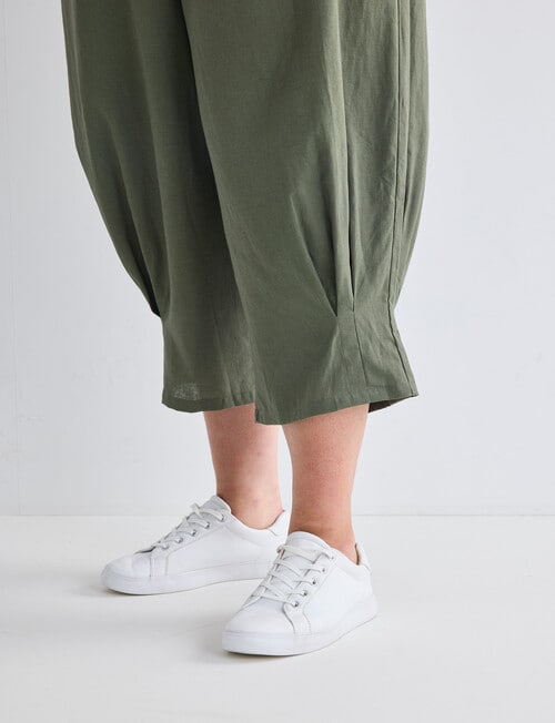 Studio Curve Linen Viscose Pleat Hem Crop Pant, Foliage product photo View 05 L