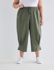 Studio Curve Linen Viscose Pleat Hem Crop Pant, Foliage product photo View 07 S
