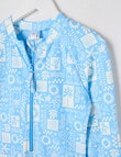 Wavetribe Summer Print Long Sleeve Rashsuit, Cornflower product photo View 02 S