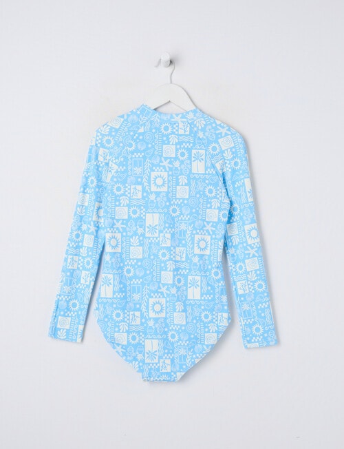 Wavetribe Summer Print Long Sleeve Rashsuit, Cornflower product photo View 03 L