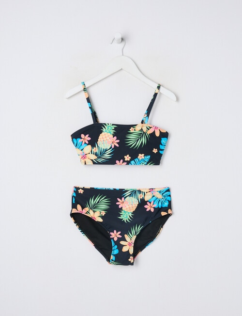 Wavetribe Surf Floral Bandeau Bikini Set, Black product photo
