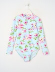 Wavetribe Tropical Floral Long Sleeve Rashsuit, Light Blue product photo
