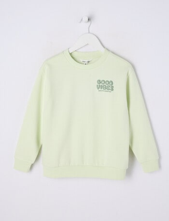 Mac & Ellie Good Vibes Crew Sweatshirt, Pistachio product photo