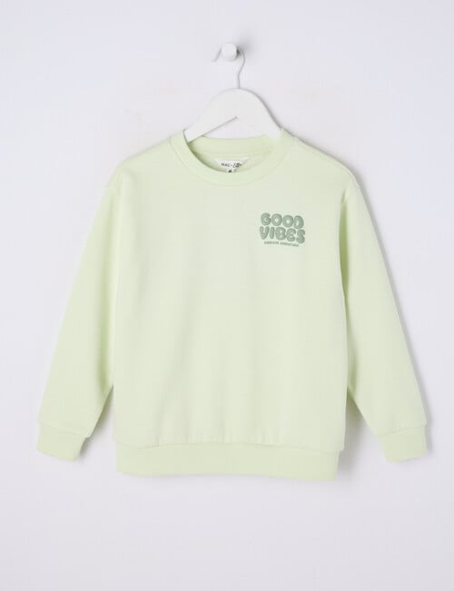 Mac & Ellie Good Vibes Crew Sweatshirt, Pistachio product photo