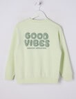Mac & Ellie Good Vibes Crew Sweatshirt, Pistachio product photo View 02 S