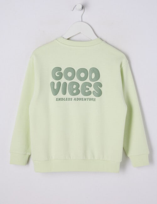 Mac & Ellie Good Vibes Crew Sweatshirt, Pistachio product photo View 02 L