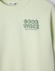 Mac & Ellie Good Vibes Crew Sweatshirt, Pistachio product photo View 03 S