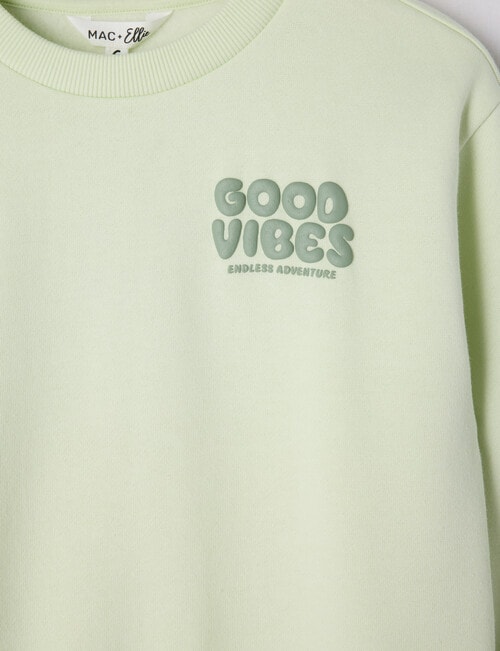Mac & Ellie Good Vibes Crew Sweatshirt, Pistachio product photo View 03 L