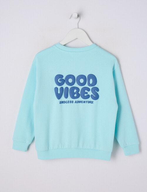 Mac & Ellie Good Vibes Crew Sweatshirt, Dark Ice product photo View 02 L
