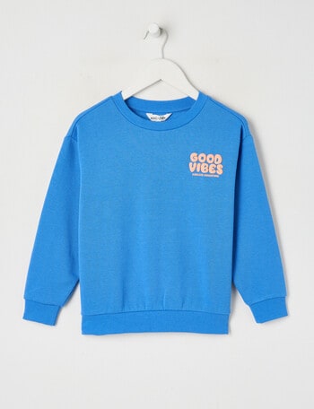 Mac & Ellie Good Vibes Crew Sweatshirt, Sea product photo