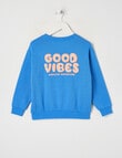 Mac & Ellie Good Vibes Crew Sweatshirt, Sea product photo View 02 S