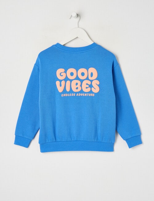 Mac & Ellie Good Vibes Crew Sweatshirt, Sea product photo View 02 L