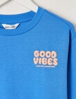 Mac & Ellie Good Vibes Crew Sweatshirt, Sea product photo View 03 S