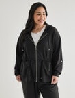Studio Curve Linen Viscose Hooded Jacket, Black product photo View 04 S