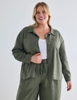 Studio Curve Linen Viscose Pocket Front Jacket, Foliage product photo