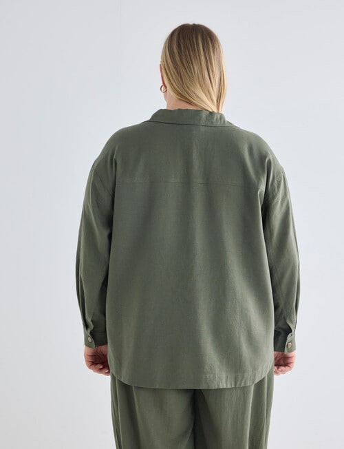 Studio Curve Linen Viscose Pocket Front Jacket, Foliage product photo View 02 L