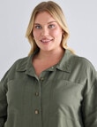 Studio Curve Linen Viscose Pocket Front Jacket, Foliage product photo View 04 S