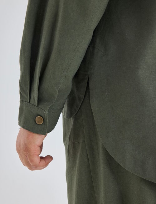 Studio Curve Linen Viscose Pocket Front Jacket, Foliage product photo View 06 L